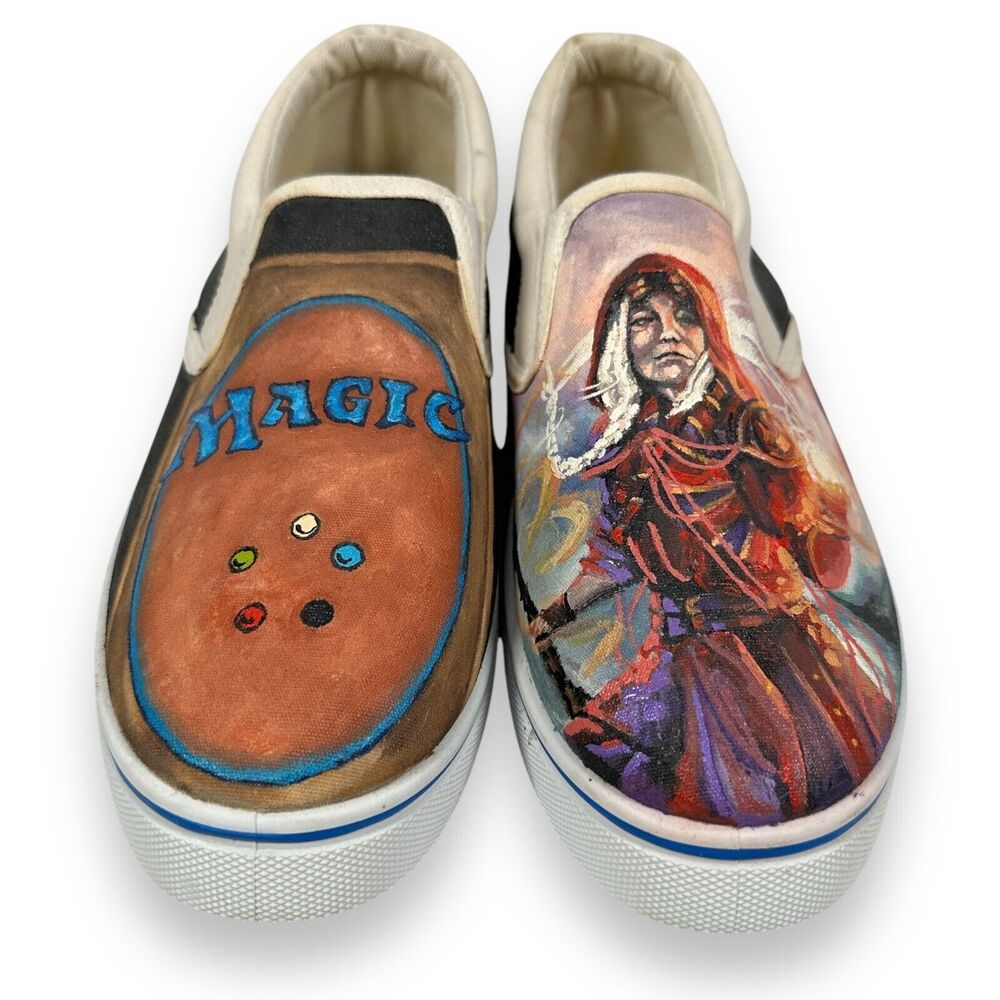 Magic The Gathering MTG Sneakers Mens US 9.5 D Custom Art Painted Artist Pull On
